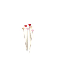 CUORE SPIEDI IN BAMBOO COLORI ASSORTITI 12 CM 100 PZ